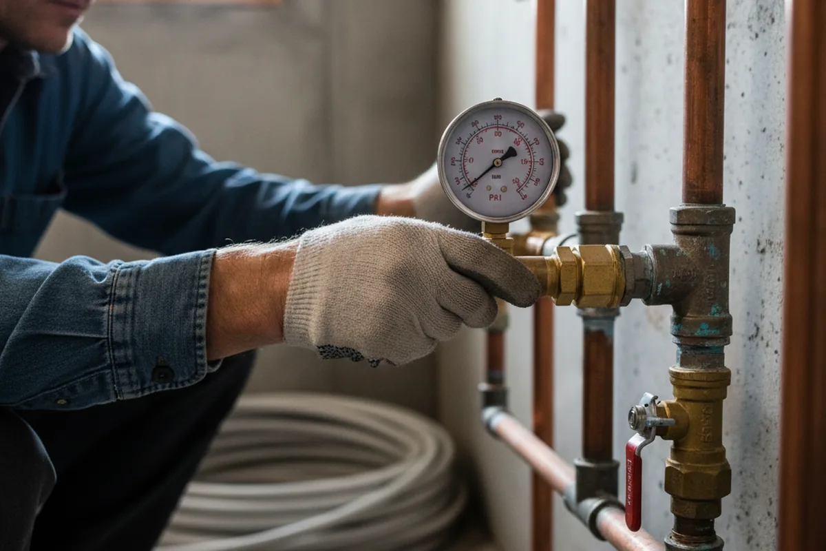 Pressure testing a repaired line during Water Line Repair in Chattaroy